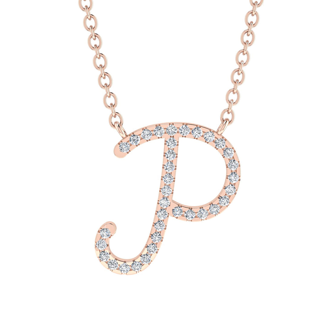 Diamond Gold Letter Necklace - P
